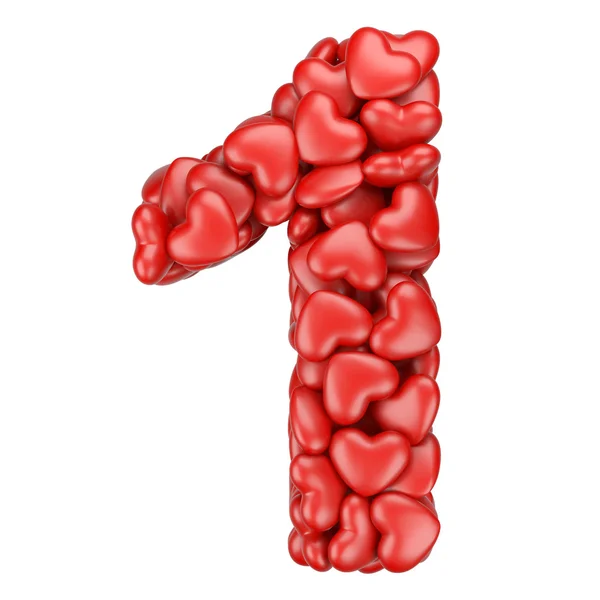 Number one from hearts — Stock Photo, Image