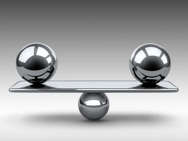 Balance between two large metallic spheres. — Stock Photo, Image