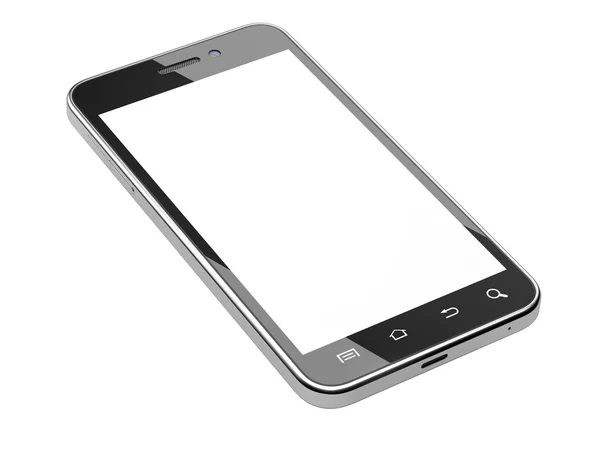 Smartphone noir avec écran blanc . — Photo