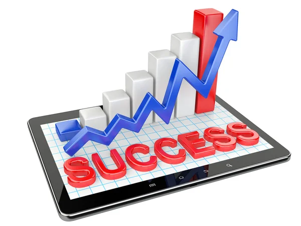 Graph and chart on tablet pc - Success concept. — Stok fotoğraf