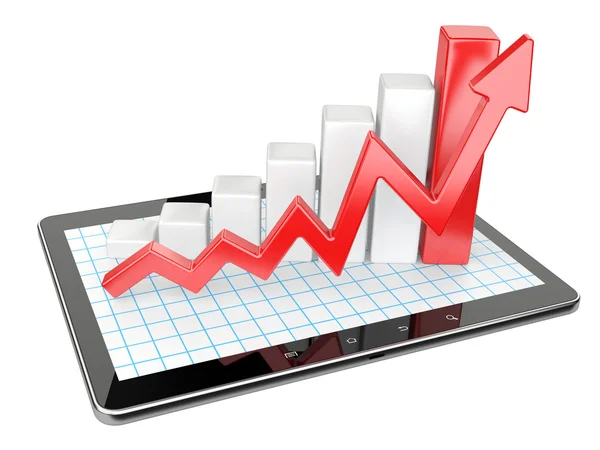 Gráfico y gráfico en la tableta PC - Concepto estadístico de negocios . — Foto de Stock