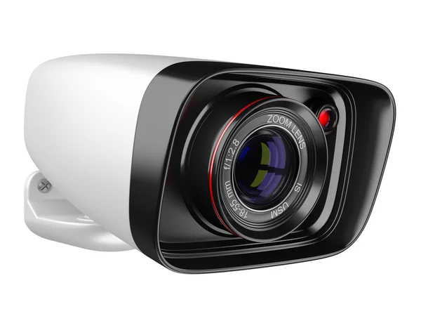 Modern biztonsági kamera elszigetelt fehér background. 3D-s kép — Stock Fotó