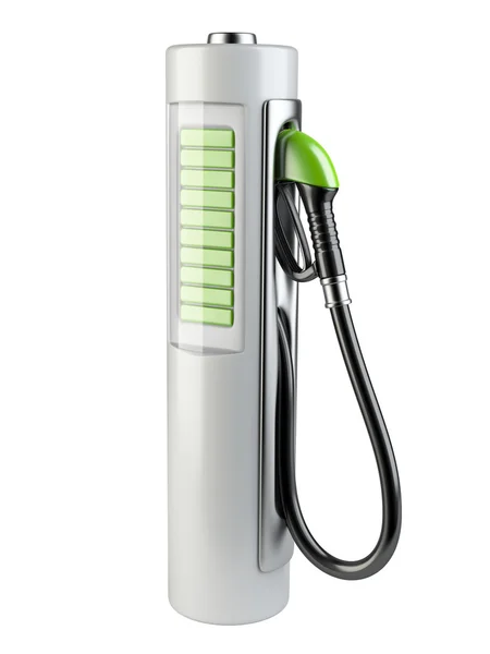Bílá benzinové pumpy - baterie. Nekonvenční energetických zdrojů. — Stock fotografie
