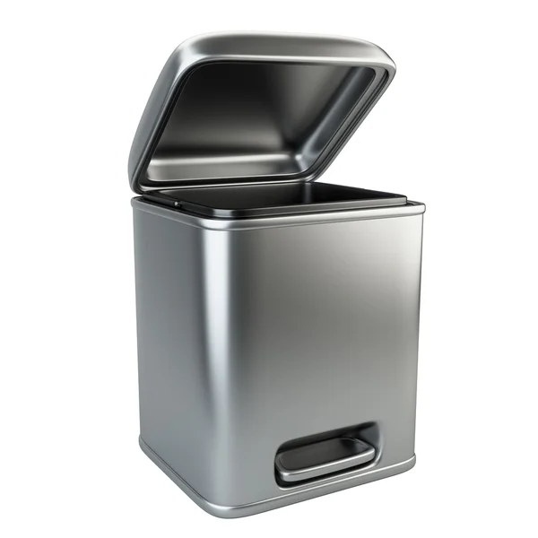 Open metallic trash can — Stock Photo, Image