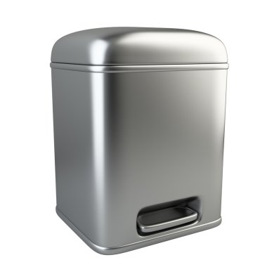 kapalı bir metalik çöp kovası