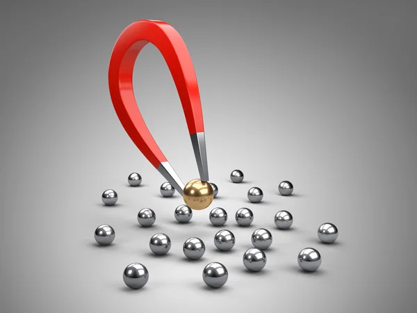 Mıknatıs çeken altın taşıyan top.