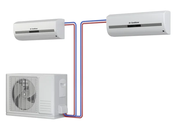 Moderne air conditioner systeem. Installatie van apparatuur — Stockfoto