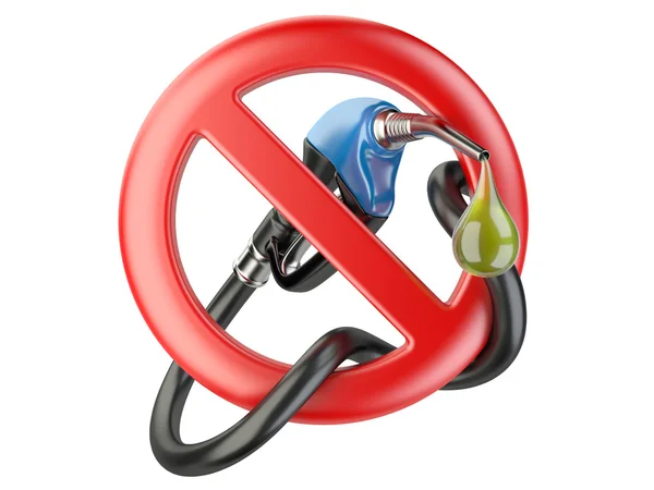 No Gasoline, nozzle fuel  sign ban. No Gas station icon — Stock Photo, Image