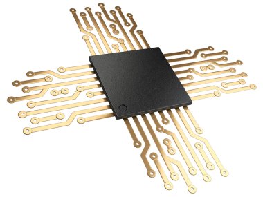 cpu çip Merkezi işlemci birimi kişilerle 3D çizimi