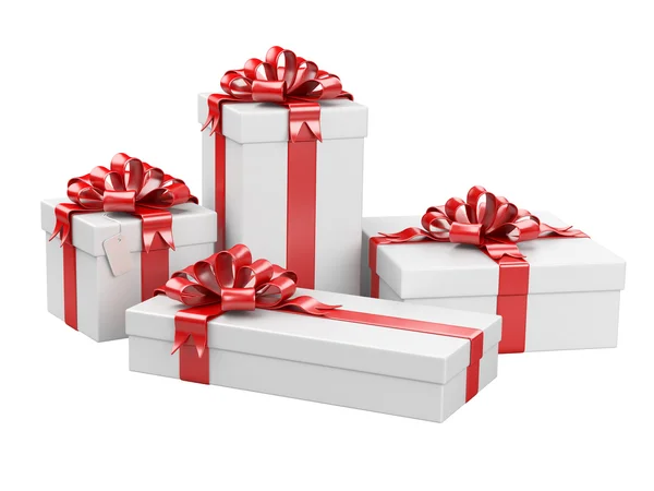 Gift boxes with blank gift tag — Stock Photo, Image