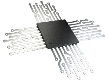 cpu çip Merkezi işlemci birimi kişilerle 3D çizimi