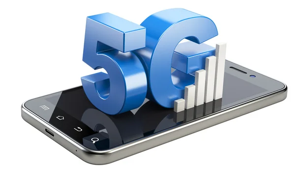 5G sign on smart phone screen. High speed mobile web technology. — Stock Photo, Image