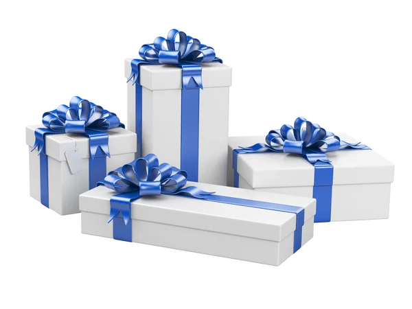 Cajas de regalo con etiqueta de regalo en blanco —  Fotos de Stock