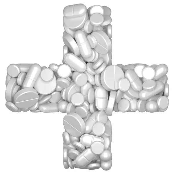 Medicine concept. Cross shape with with pills and capsules. — Stock Photo, Image