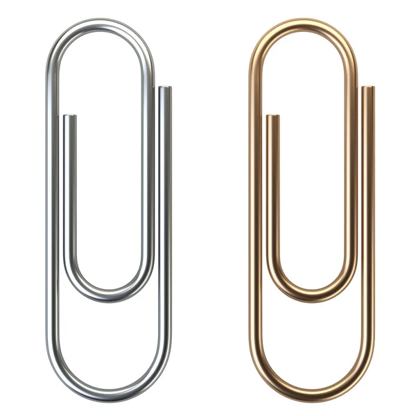 Staal en gouden paperclips — Stockfoto