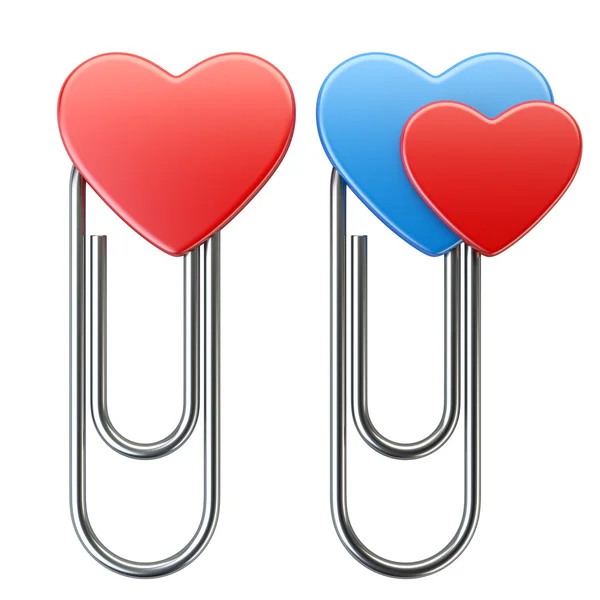 Paper clip with hearts sign — Stock Photo, Image