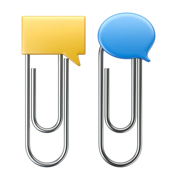 Paper clip with speak bubble — Stock Photo, Image