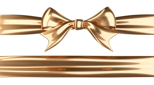 Shiny golden ribbon with bow. — Stock Photo, Image