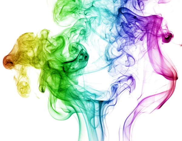 Renkli duman üzerinde beyaz izole