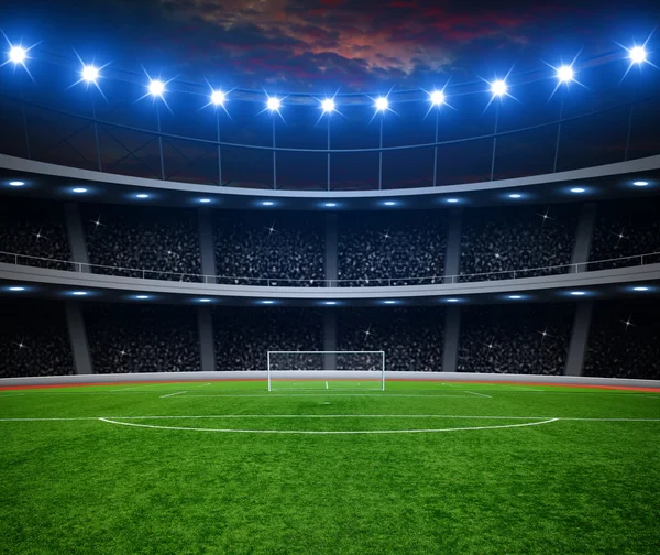 Fußballstadion mit Lichtern — Stockfoto