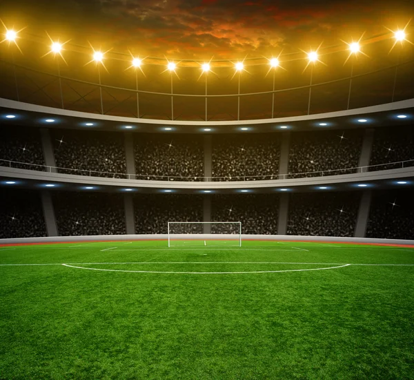 Estadio de fútbol con luces — Foto de Stock