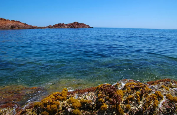 Пейзаж Моря Скалами Чистая Голубая Вода Заливе — стоковое фото