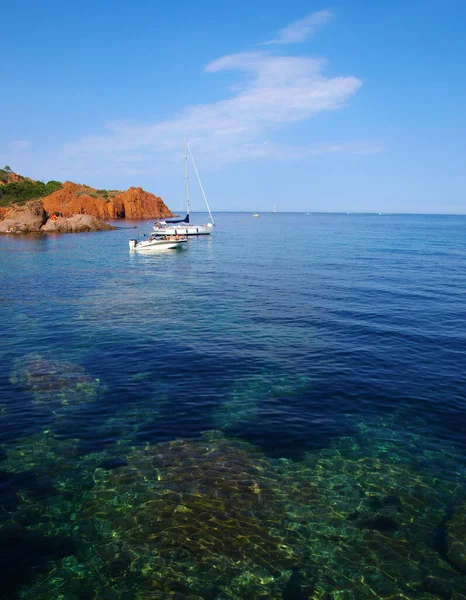 Vacker Sommar Panoramautsikt Över Havet Utsikt Över Klippan Det Kristallklara — Stockfoto