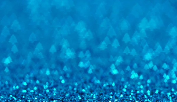 Fondo Brillo Vacaciones Azul Con Árbol Navidad Bokeh Luces Borrosas —  Fotos de Stock