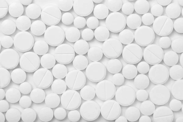 Verschiedene Pillen Makro Auf Weißem Hintergrund Draufsicht — Stockfoto