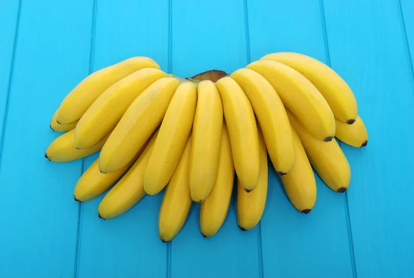 Bunch Baby Banana Blue Background — Stock Photo, Image