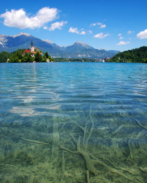 Lago Bled Montanhas Eslovénia Europa — Fotografia de Stock