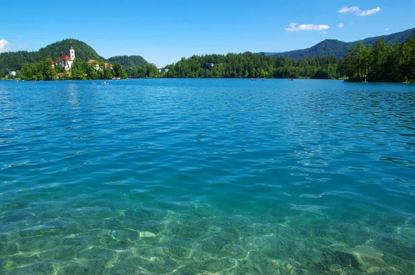 Λίμνη Μπλεντ Και Βουνά Σλοβενία Ευρώπη — Φωτογραφία Αρχείου