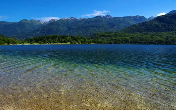 Пейзаж Озера Бохинь Чистой Водой Триглавский Национальный Парк Юлианские Альпы — стоковое фото