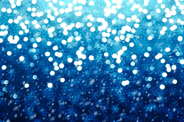 Εορταστική Bokeh Φόντο Φώτα Και Νιφάδες Χιονιού — Φωτογραφία Αρχείου