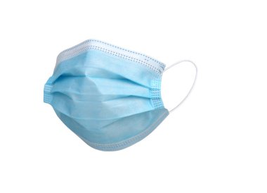 Tıbbi koruyucu maske beyaz arka planda izole edilmiş.