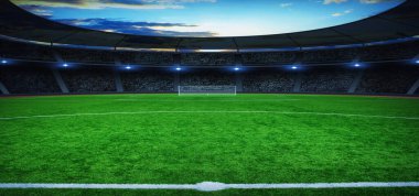 Parlak ışıkları olan futbol stadyumu.