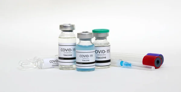 Frascos Vacina Frascos Para Injectáveis Medicamento Seringa Injectáveis Isolados Sobre — Fotografia de Stock