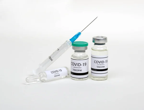 Frascos Vacina Frascos Para Injectáveis Medicamento Seringa Injectáveis Isolados Sobre — Fotografia de Stock