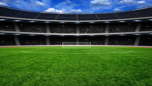 Estadio Fútbol Con Las Luces Brillantes — Foto de Stock