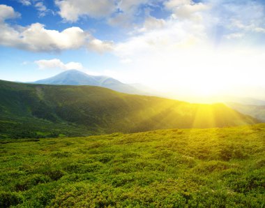 Güneşli dağ manzarası