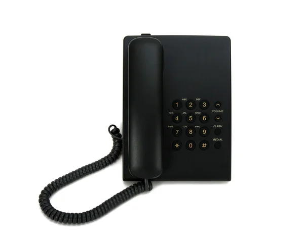 Μαύρο τηλέφωνο πάνω σε άσπρο — Φωτογραφία Αρχείου