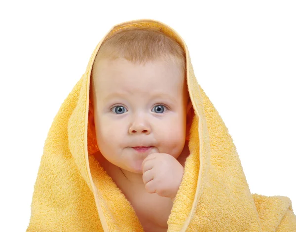 Baby in towel Stock Photo