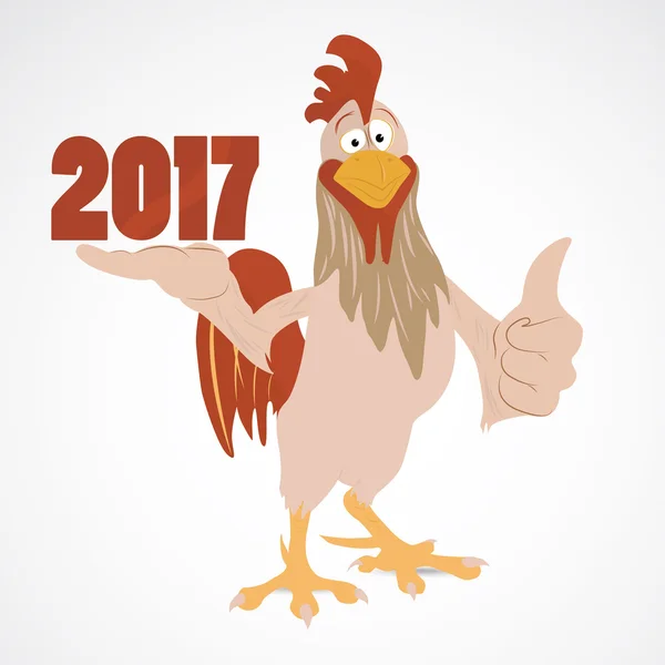 Dibujos animados divertido gallo — Vector de stock