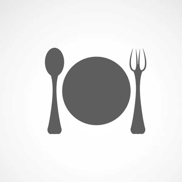 Silhuett av plattan gaffel och sked — Stock vektor