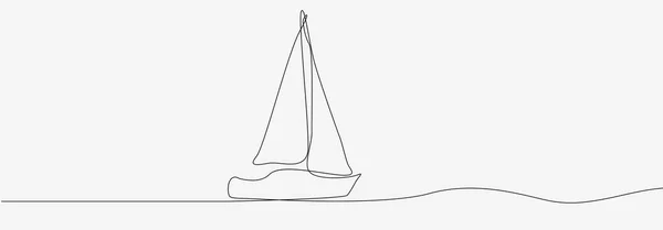 Disegno a linea continua della barca a vela — Vettoriale Stock