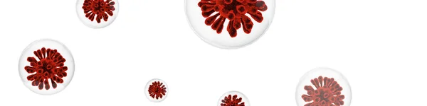 Visão microscópica do Coronavirus, um patógeno que ataca o trato respiratório. Renderização 3d. — Fotografia de Stock