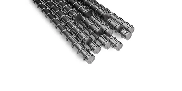 Barre o barre di acciaio utilizzate per rinforzare il calcestruzzo. Render 3D. — Foto Stock