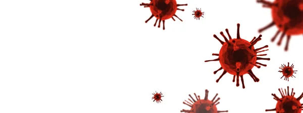 Coronavirus grippal ou VIH flottant au microscope liquide. 3d rendu arrière-plan — Photo