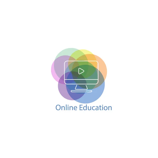Online education thin flat design — 图库矢量图片
