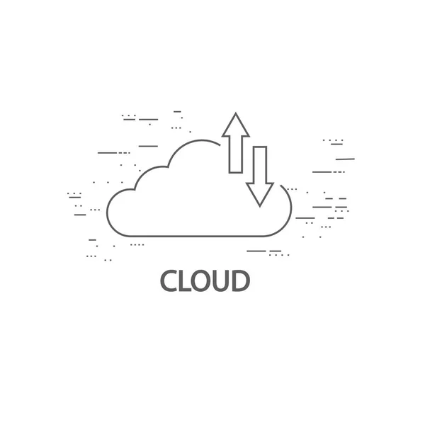 Cloud computing thin flat design — Stock Vector